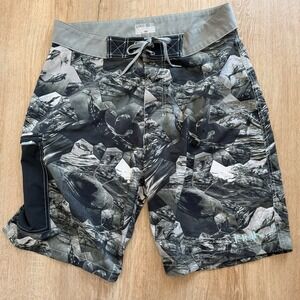 Huk Board Shorts Mens 32 Black Tie Dye Swim Trunks Drawstring Fishing Pockets